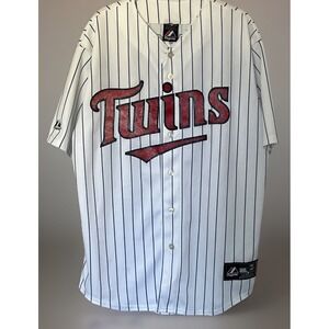Minnesota‎ Twins White Pin Stripe Jersey Size Large Stitched